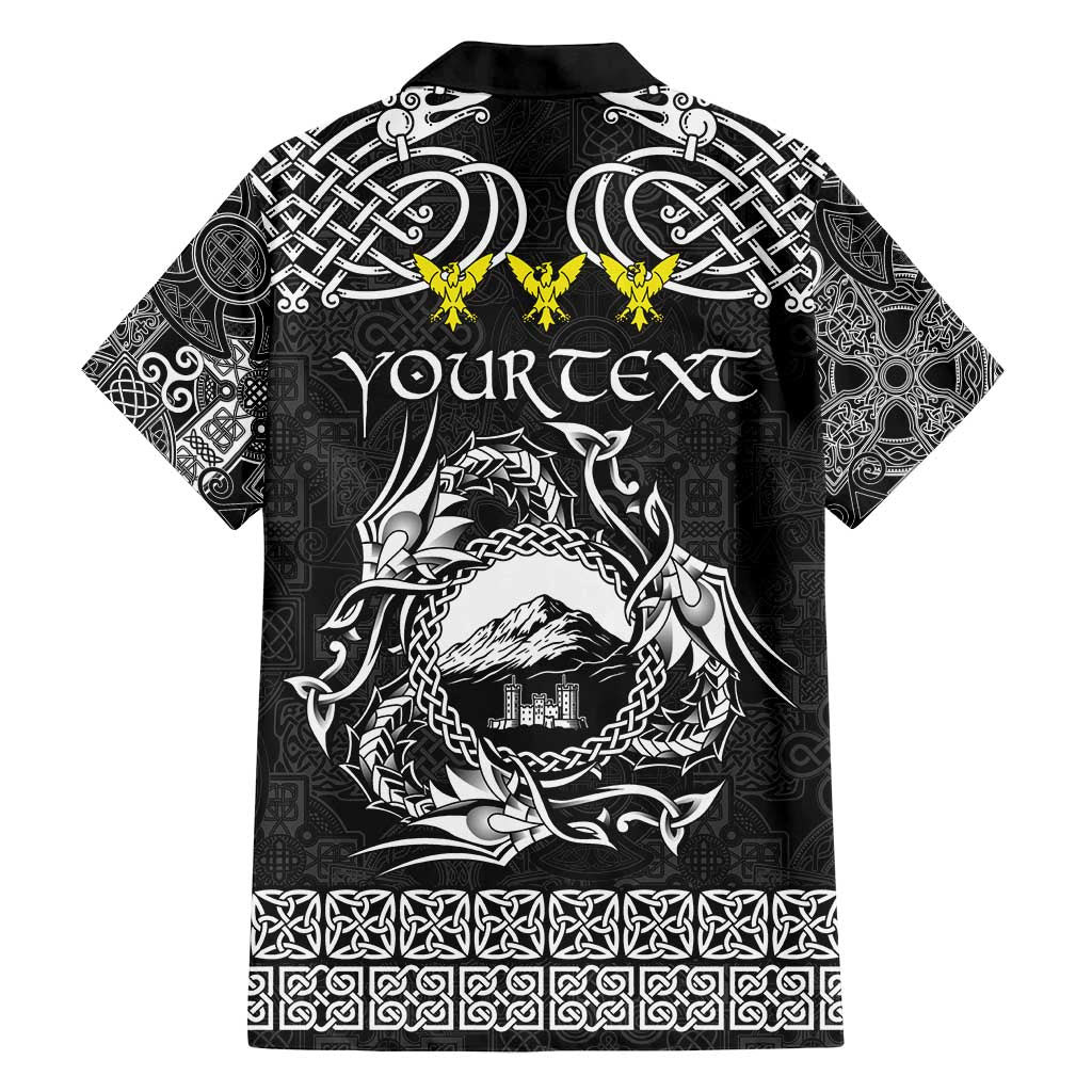 Personalized Caernarfonshire Sir Gaernarfon Family Matching Summer Maxi Dress and Hawaiian Shirt Black Castle Tower Celtic-inspired - Wonder Print Shop