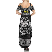 Personalized Caernarfonshire Sir Gaernarfon Family Matching Summer Maxi Dress and Hawaiian Shirt Black Castle Tower Celtic-inspired - Wonder Print Shop