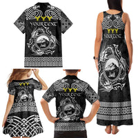 Personalized Caernarfonshire Sir Gaernarfon Family Matching Tank Maxi Dress and Hawaiian Shirt Black Castle Tower Celtic-inspired - Wonder Print Shop