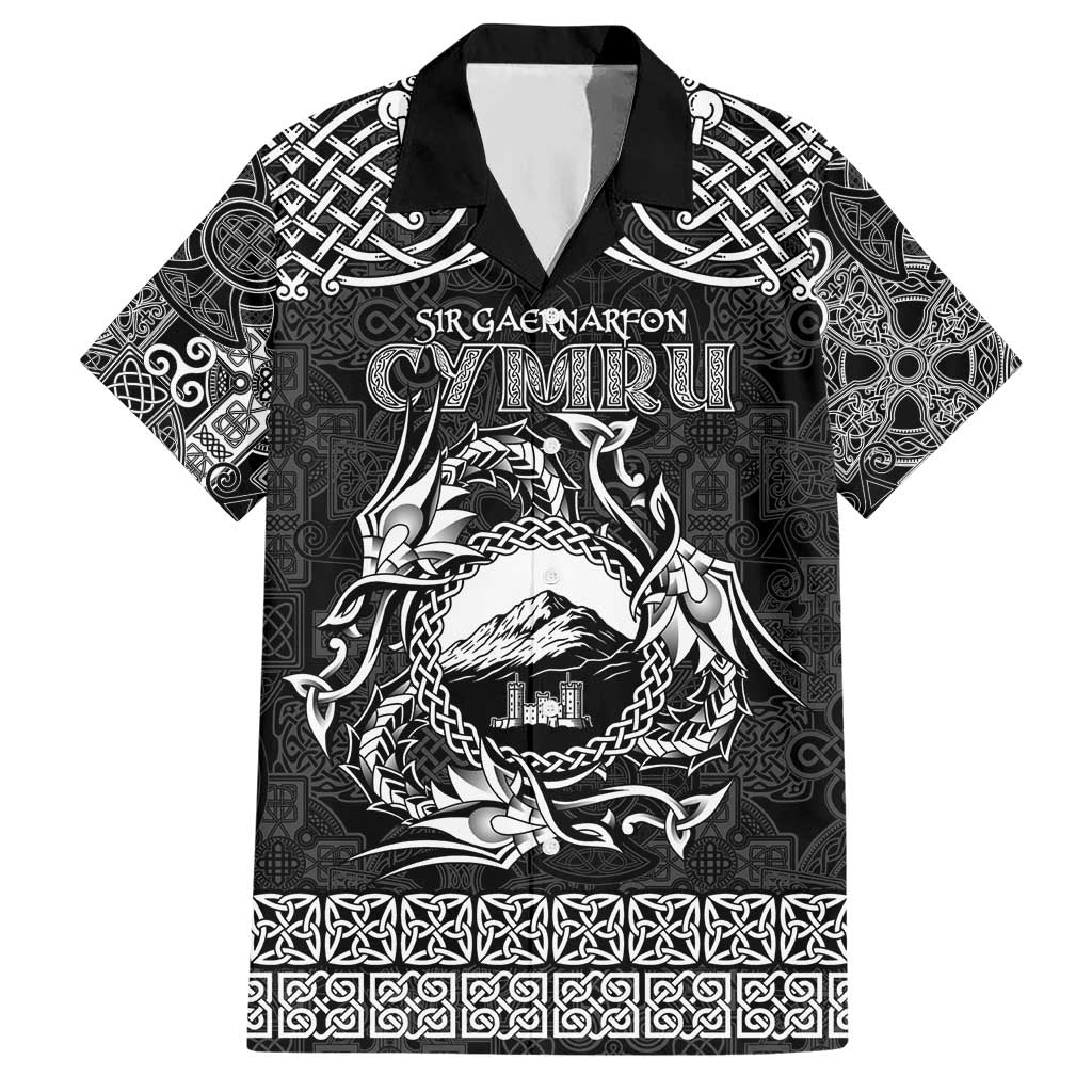 Personalized Caernarfonshire Sir Gaernarfon Hawaiian Shirt Black Castle Tower Celtic-inspired - Wonder Print Shop