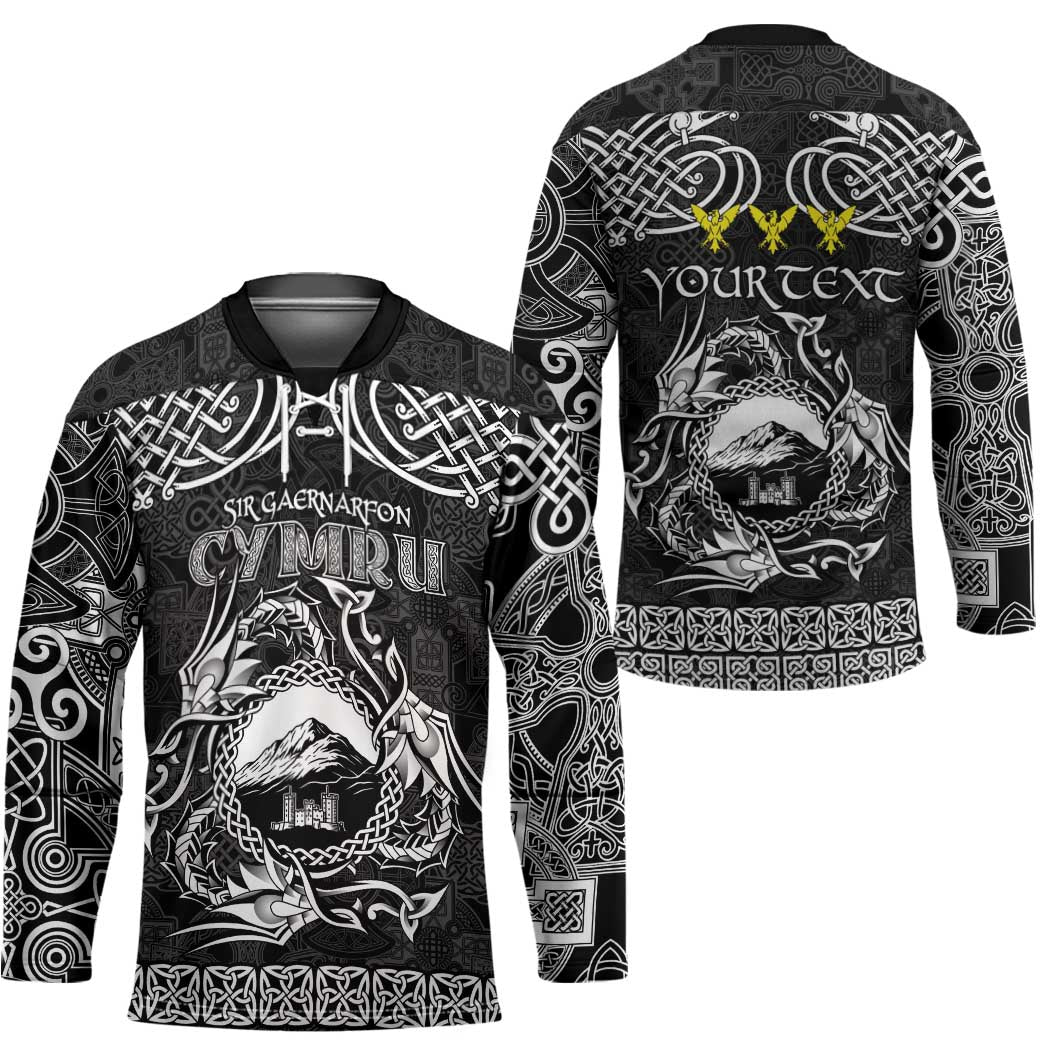 Personalized Caernarfonshire Sir Gaernarfon Hockey Jersey Black Castle Tower Celtic-inspired - Wonder Print Shop