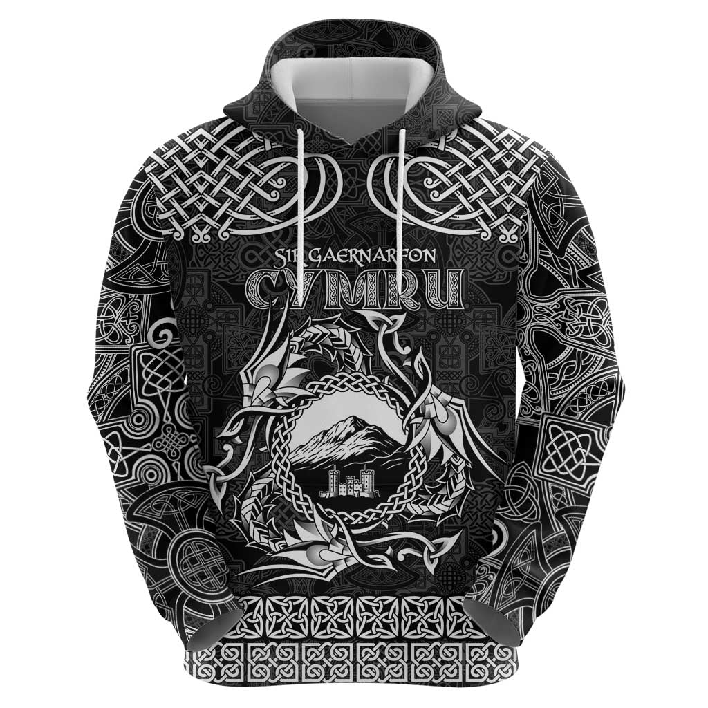 Personalized Caernarfonshire Sir Gaernarfon Hoodie Black Castle Tower Celtic-inspired - Wonder Print Shop