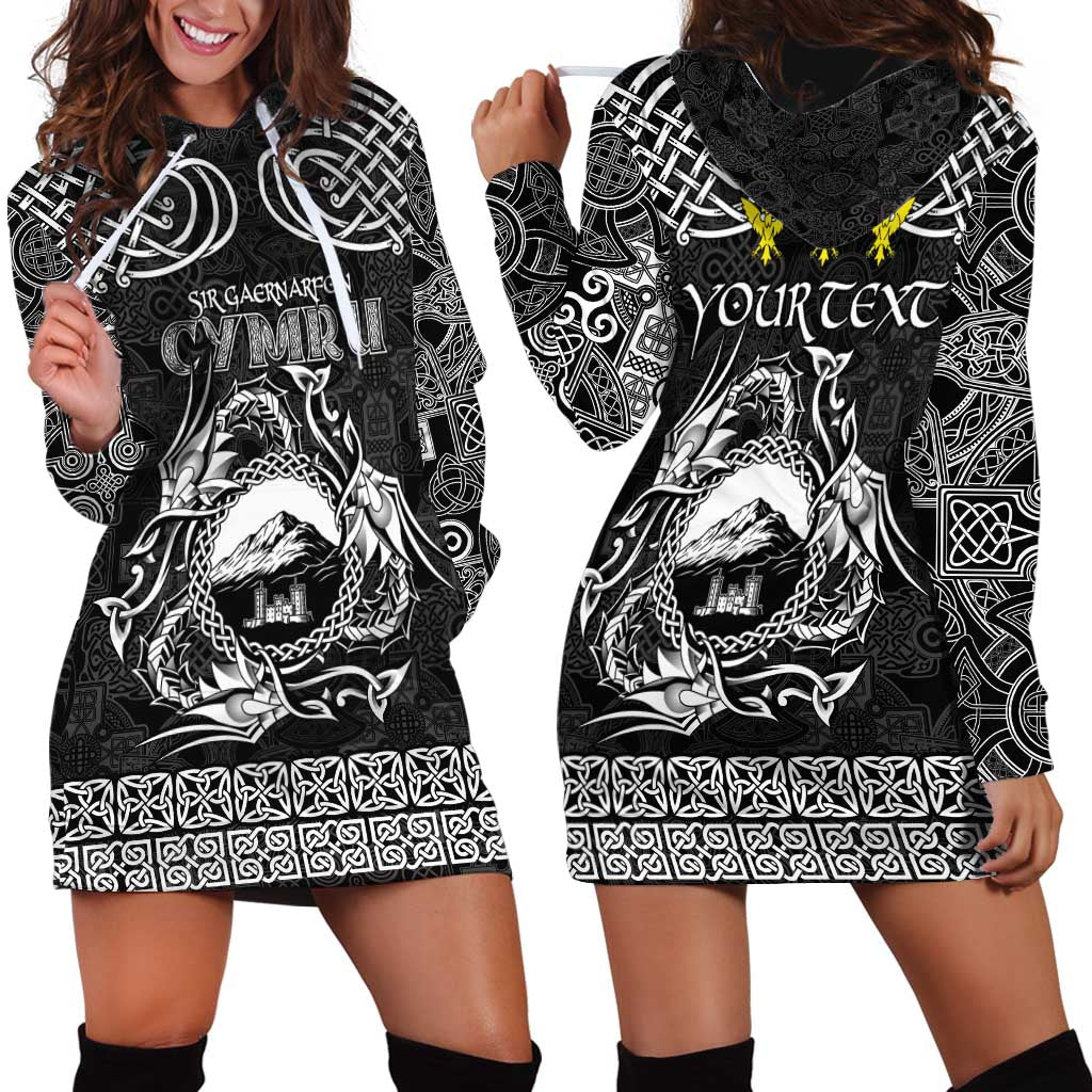 Personalized Caernarfonshire Sir Gaernarfon Hoodie Dress Black Castle Tower Celtic-inspired - Wonder Print Shop
