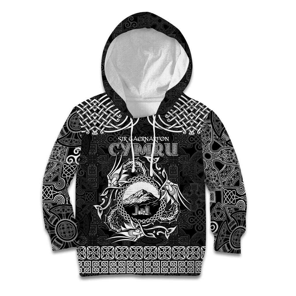 Personalized Caernarfonshire Sir Gaernarfon Kid Hoodie Black Castle Tower Celtic-inspired - Wonder Print Shop