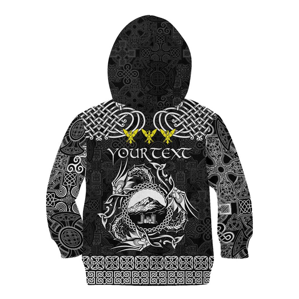 Personalized Caernarfonshire Sir Gaernarfon Kid Hoodie Black Castle Tower Celtic-inspired - Wonder Print Shop