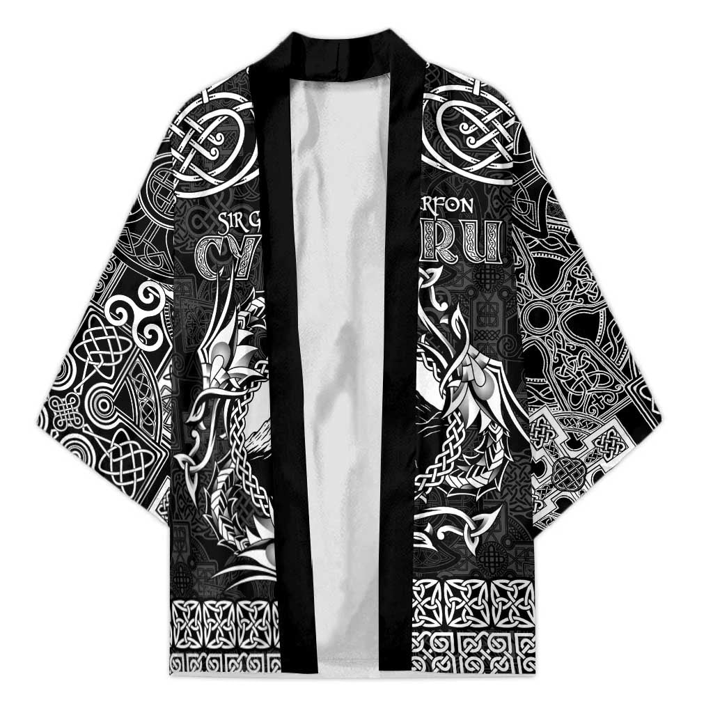 Personalized Caernarfonshire Sir Gaernarfon Kimono Black Castle Tower Celtic-inspired - Wonder Print Shop