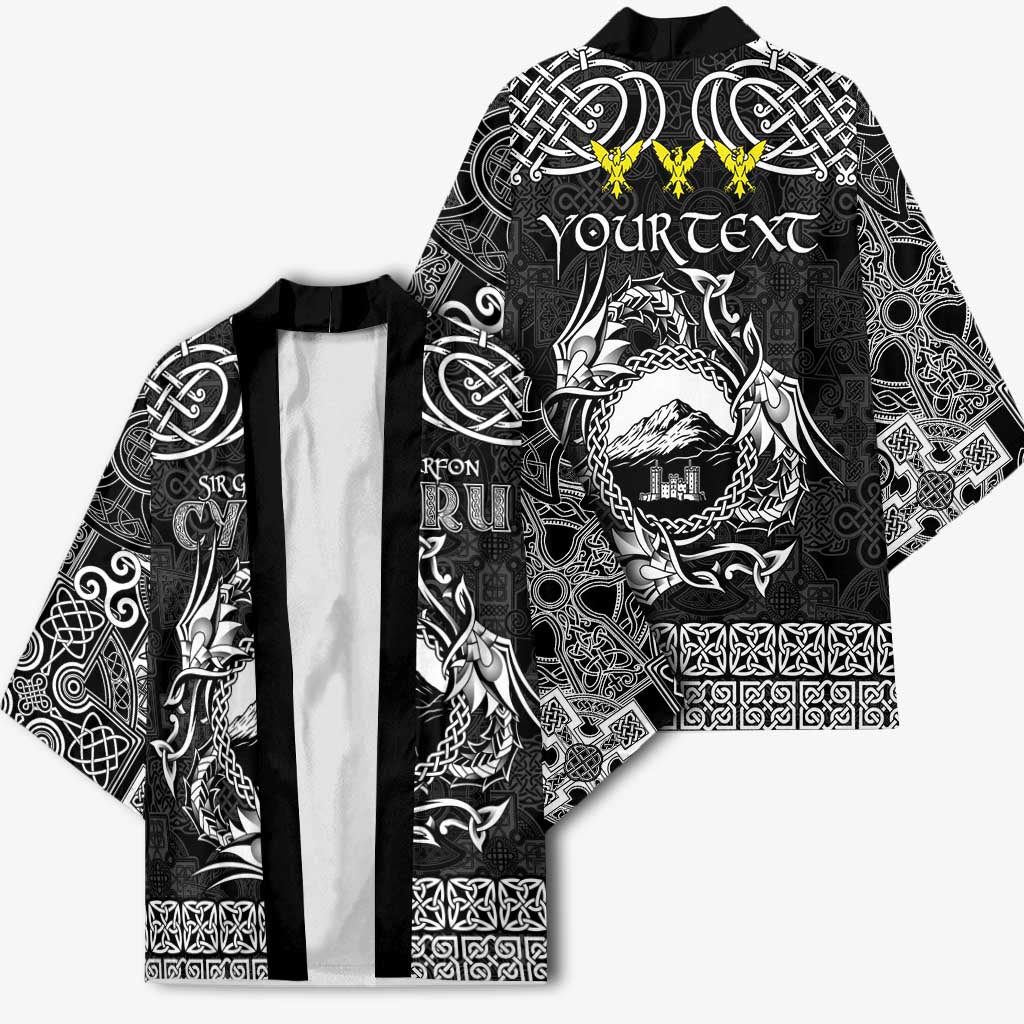 Personalized Caernarfonshire Sir Gaernarfon Kimono Black Castle Tower Celtic-inspired - Wonder Print Shop