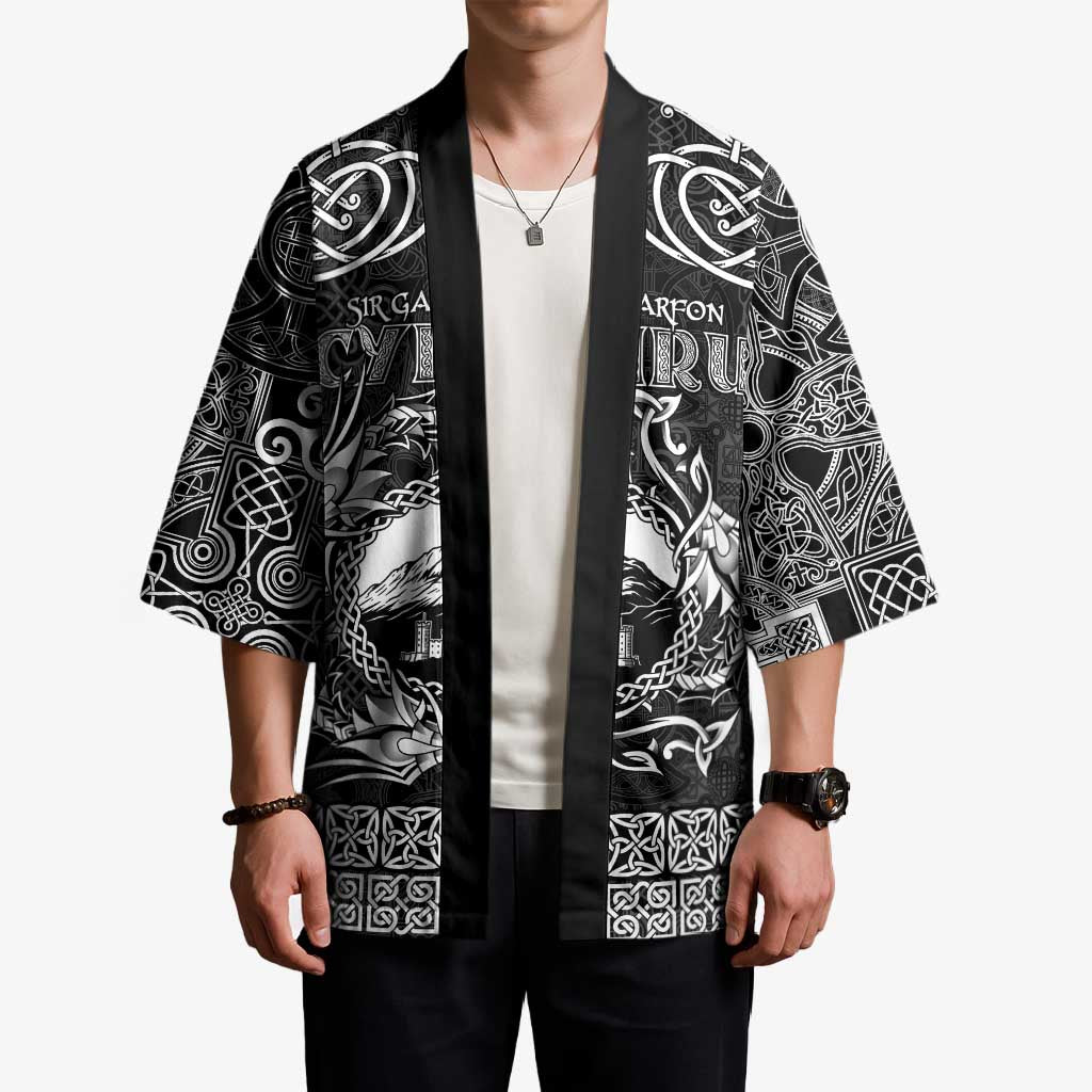 Personalized Caernarfonshire Sir Gaernarfon Kimono Black Castle Tower Celtic-inspired - Wonder Print Shop