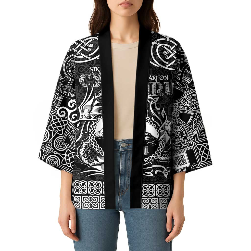 Personalized Caernarfonshire Sir Gaernarfon Kimono Black Castle Tower Celtic-inspired - Wonder Print Shop