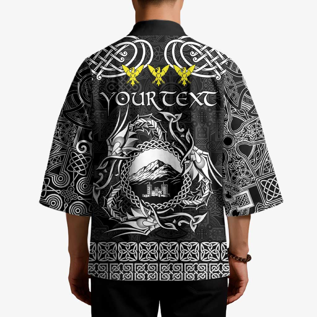 Personalized Caernarfonshire Sir Gaernarfon Kimono Black Castle Tower Celtic-inspired - Wonder Print Shop