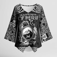 Personalized Caernarfonshire Sir Gaernarfon Kimono Sleeve Blouse Black Castle Tower Celtic-inspired - Wonder Print Shop