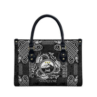 Personalized Caernarfonshire Sir Gaernarfon Leather Bag Black Castle Tower Celtic-inspired - Wonder Print Shop