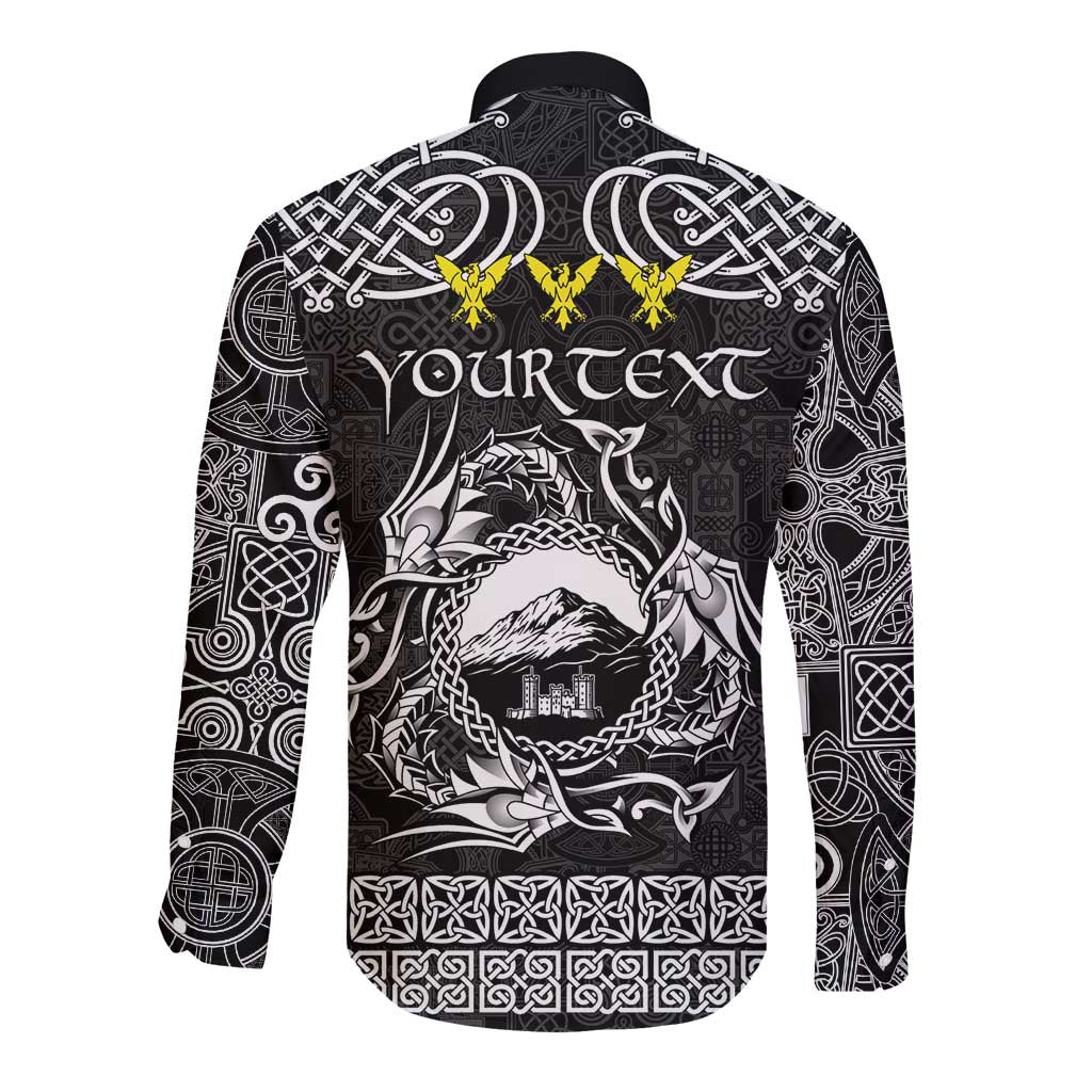 Personalized Caernarfonshire Sir Gaernarfon Long Sleeve Button Shirt Black Castle Tower Celtic-inspired - Wonder Print Shop