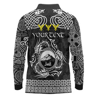 Personalized Caernarfonshire Sir Gaernarfon Long Sleeve Polo Shirt Black Castle Tower Celtic-inspired - Wonder Print Shop