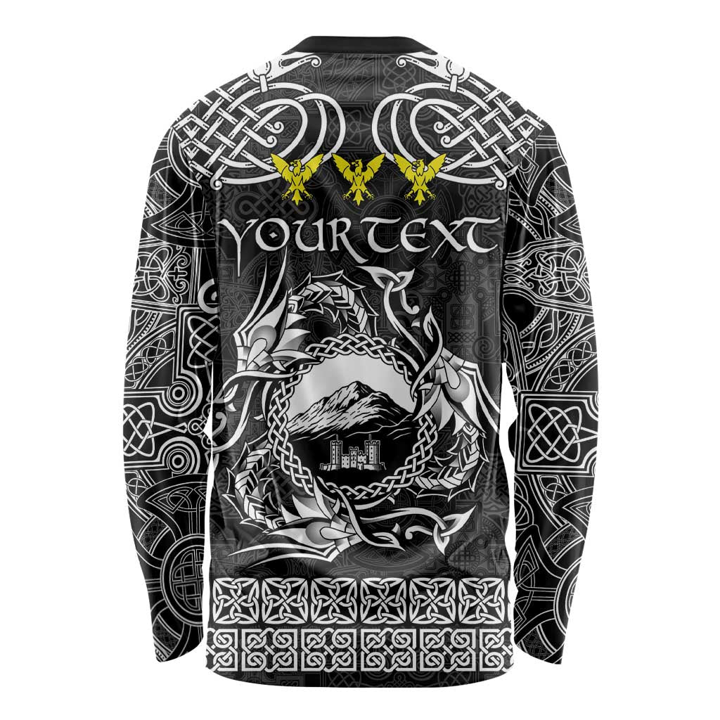 Personalized Caernarfonshire Sir Gaernarfon Long Sleeve Shirt Black Castle Tower Celtic-inspired - Wonder Print Shop