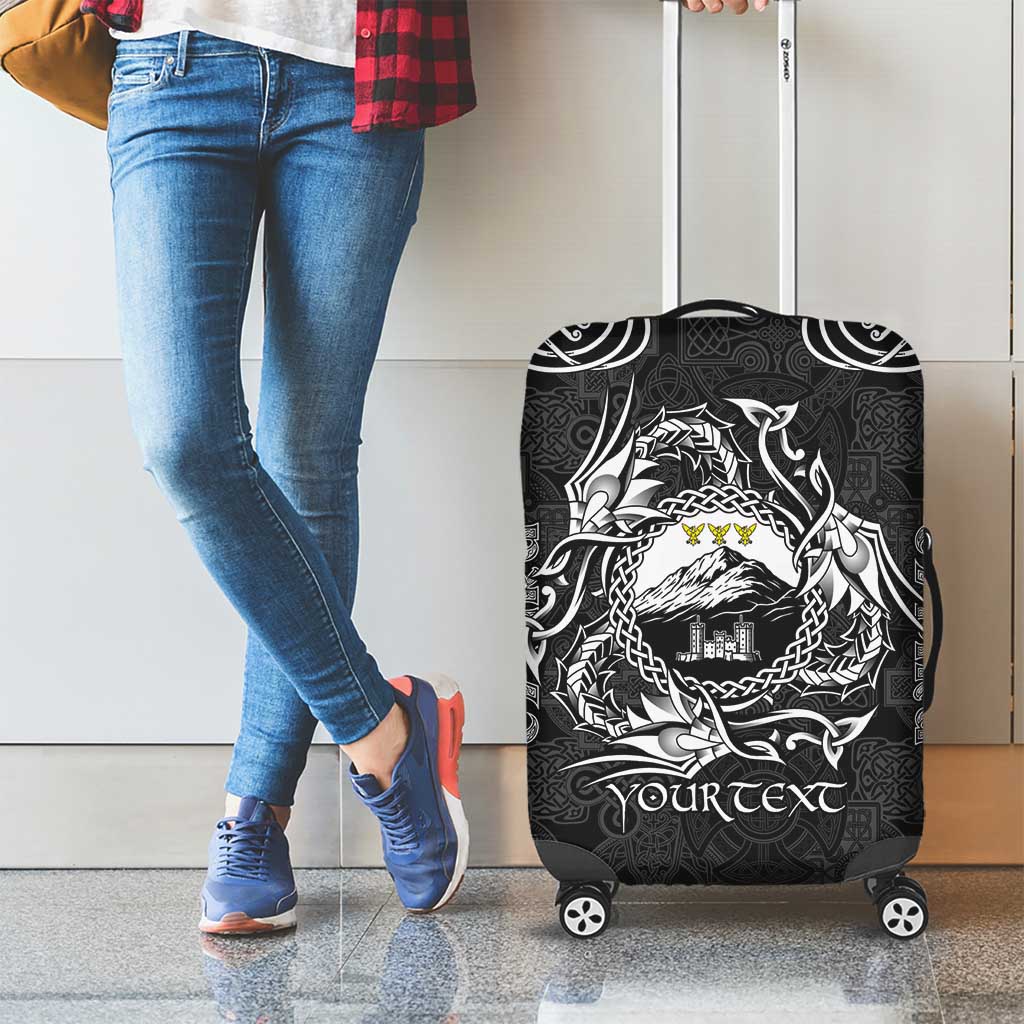 Personalized Caernarfonshire Sir Gaernarfon Luggage Cover Black Castle Tower Celtic-inspired - Wonder Print Shop