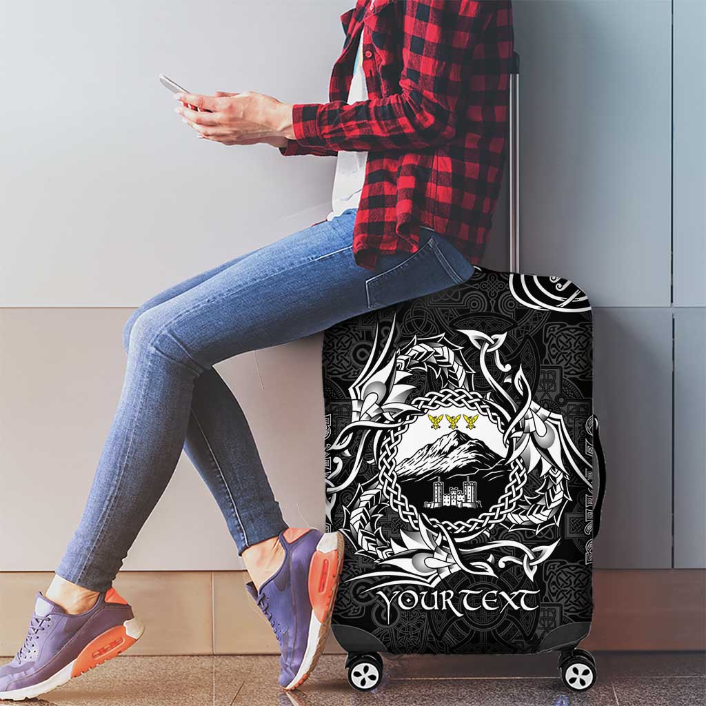 Personalized Caernarfonshire Sir Gaernarfon Luggage Cover Black Castle Tower Celtic-inspired - Wonder Print Shop