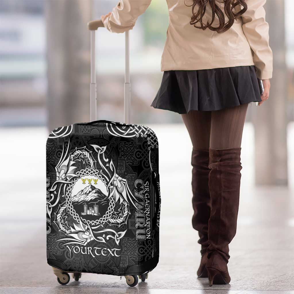 Personalized Caernarfonshire Sir Gaernarfon Luggage Cover Black Castle Tower Celtic-inspired - Wonder Print Shop