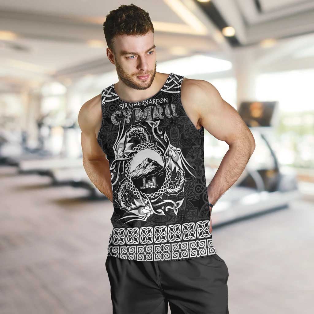 Personalized Caernarfonshire Sir Gaernarfon Men Tank Top Black Castle Tower Celtic-inspired - Wonder Print Shop