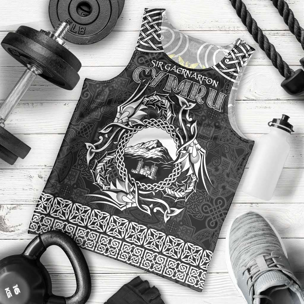 Personalized Caernarfonshire Sir Gaernarfon Men Tank Top Black Castle Tower Celtic-inspired - Wonder Print Shop
