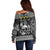 Personalized Caernarfonshire Sir Gaernarfon Off Shoulder Sweater Black Castle Tower Celtic-inspired - Wonder Print Shop