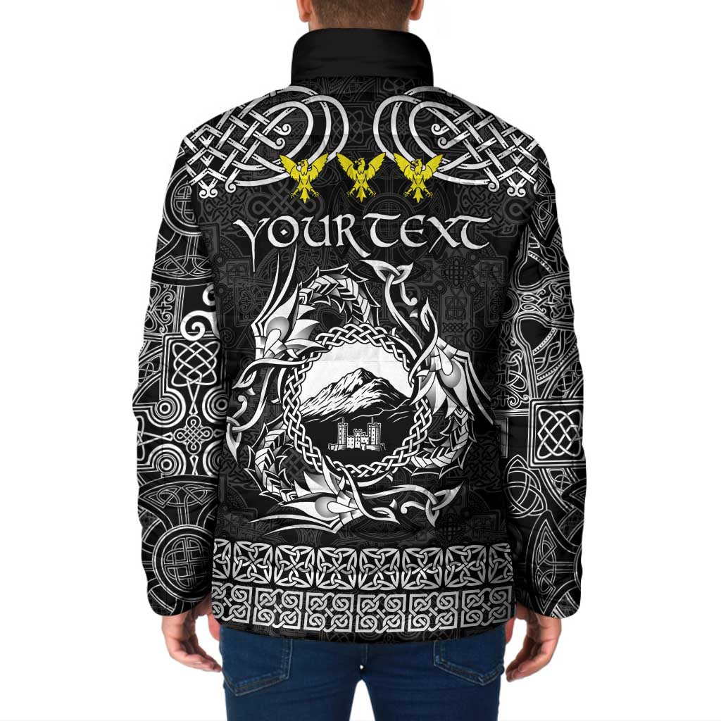 Personalized Caernarfonshire Sir Gaernarfon Padded Jacket Black Castle Tower Celtic-inspired - Wonder Print Shop
