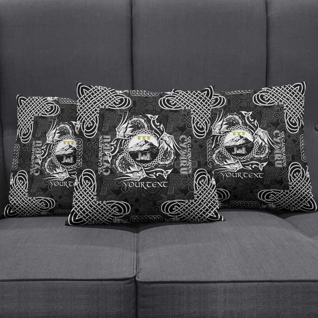 Personalized Caernarfonshire Sir Gaernarfon Pillow Cover Black Castle Tower Celtic-inspired - Wonder Print Shop