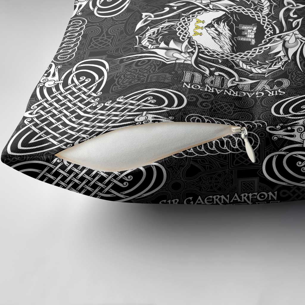 Personalized Caernarfonshire Sir Gaernarfon Pillow Cover Black Castle Tower Celtic-inspired - Wonder Print Shop