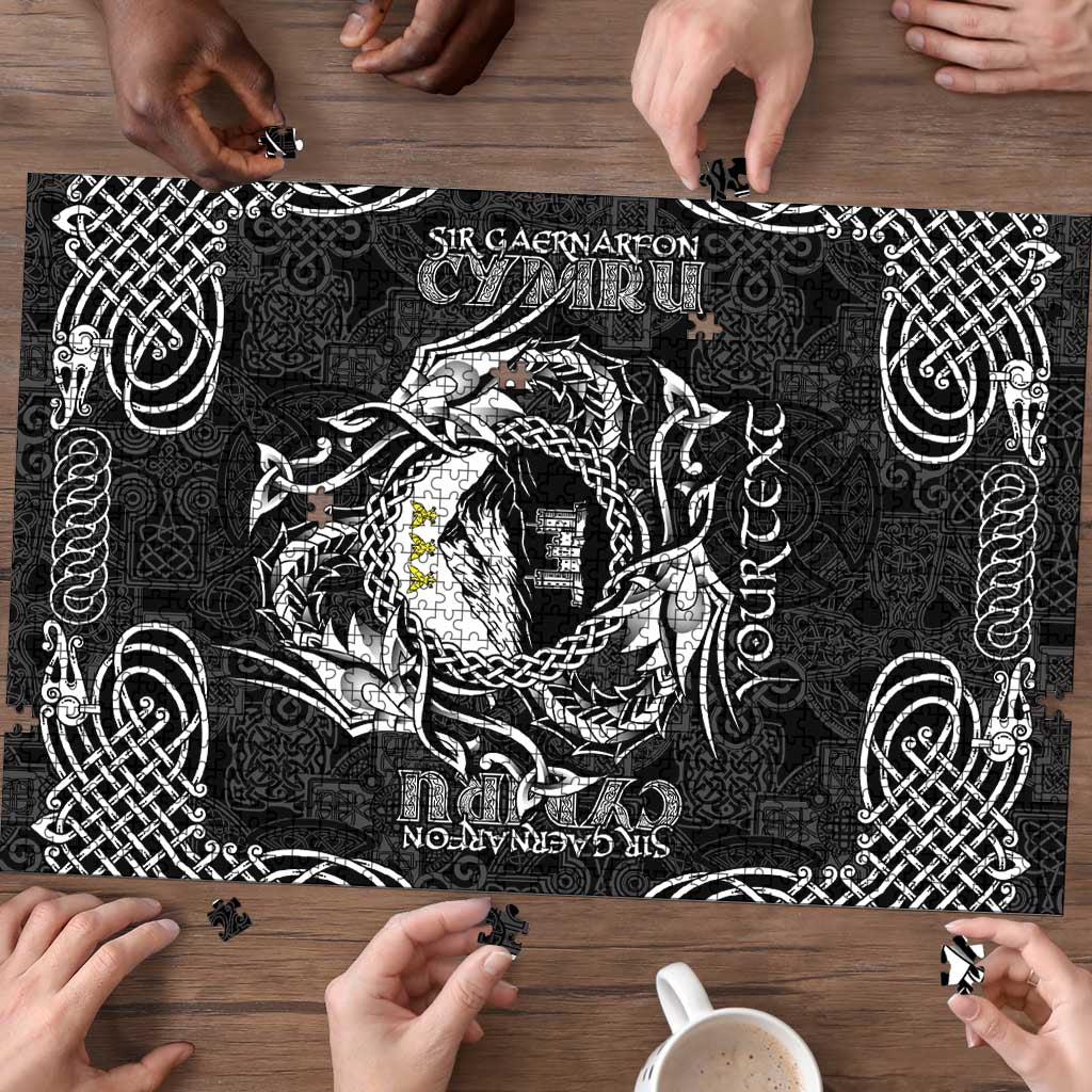 Personalized Caernarfonshire Sir Gaernarfon Puzzle Black Castle Tower Celtic-inspired - Wonder Print Shop