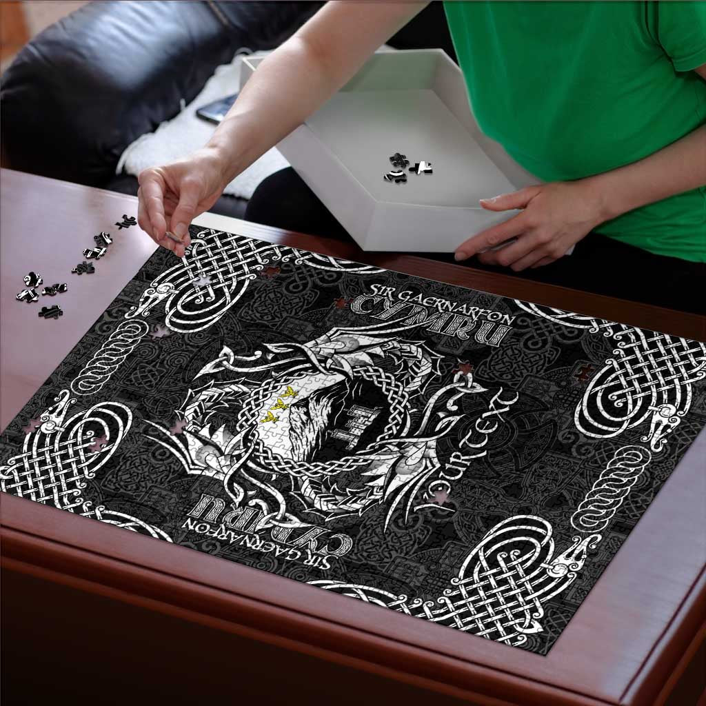 Personalized Caernarfonshire Sir Gaernarfon Puzzle Black Castle Tower Celtic-inspired - Wonder Print Shop