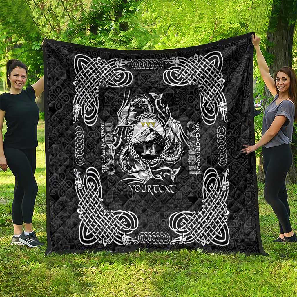 Personalized Caernarfonshire Sir Gaernarfon Quilt Black Castle Tower Celtic-inspired - Wonder Print Shop