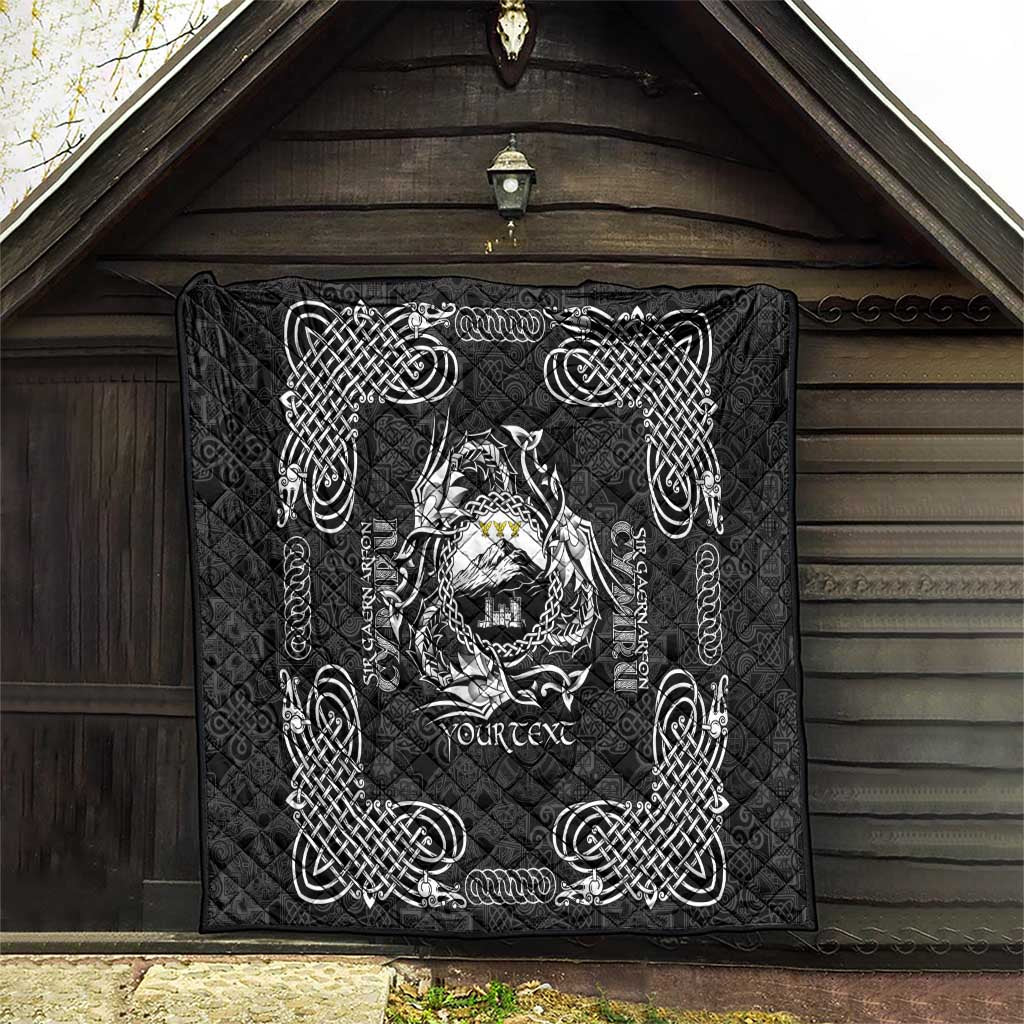 Personalized Caernarfonshire Sir Gaernarfon Quilt Black Castle Tower Celtic-inspired - Wonder Print Shop