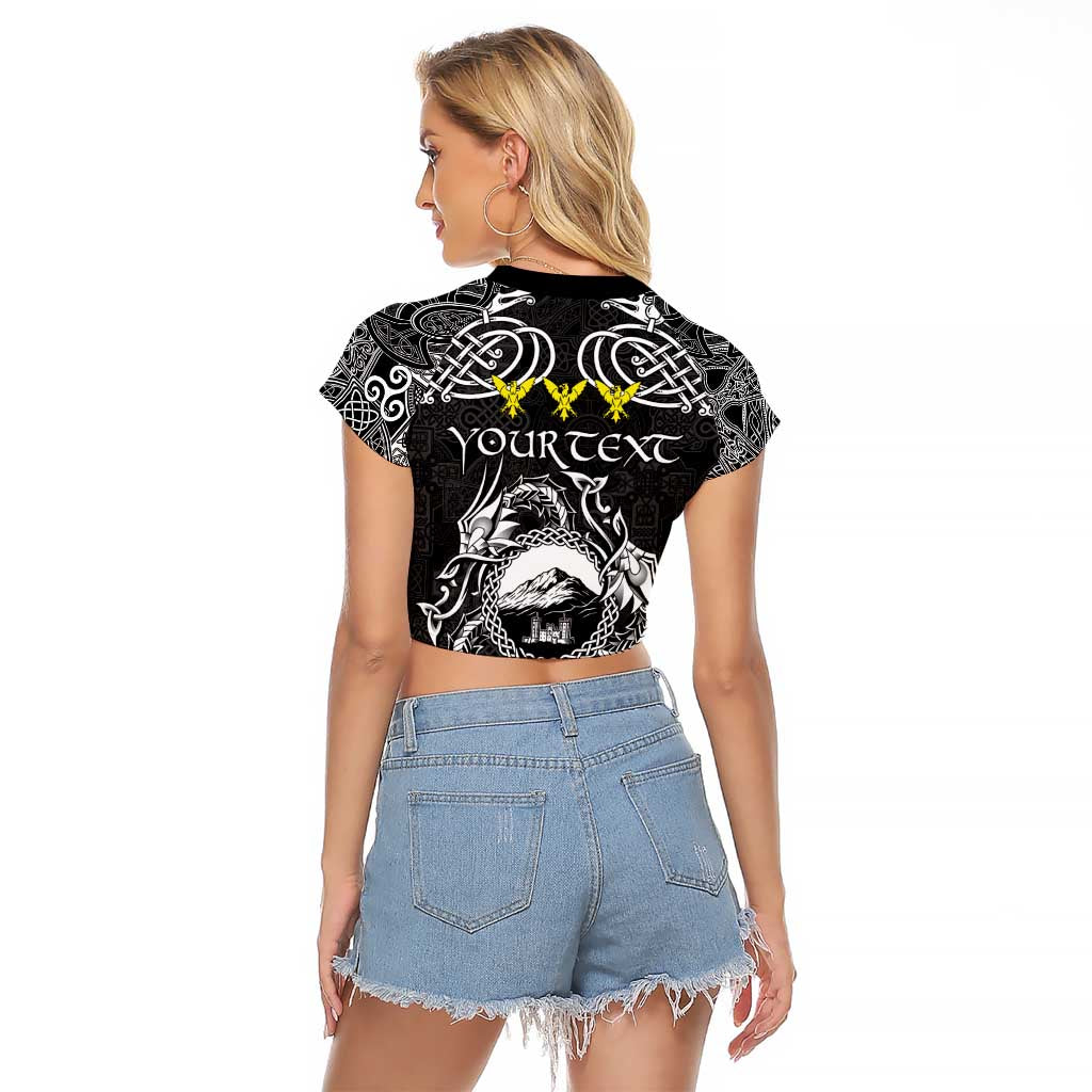 Personalized Caernarfonshire Sir Gaernarfon Raglan Cropped T Shirt Black Castle Tower Celtic-inspired - Wonder Print Shop