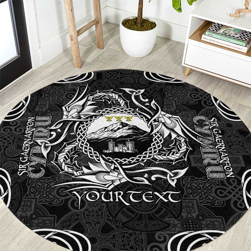 Personalized Caernarfonshire Sir Gaernarfon Round Carpet Black Castle Tower Celtic-inspired - Wonder Print Shop