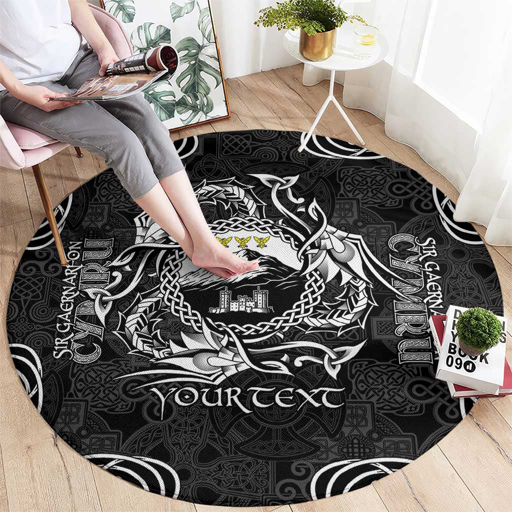 Personalized Caernarfonshire Sir Gaernarfon Round Carpet Black Castle Tower Celtic-inspired - Wonder Print Shop