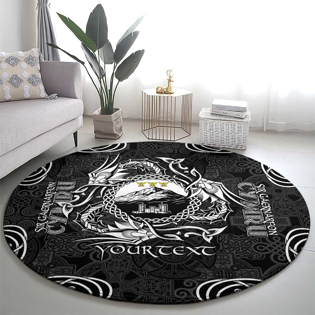 Personalized Caernarfonshire Sir Gaernarfon Round Carpet Black Castle Tower Celtic-inspired - Wonder Print Shop