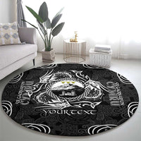 Personalized Caernarfonshire Sir Gaernarfon Round Carpet Black Castle Tower Celtic-inspired - Wonder Print Shop