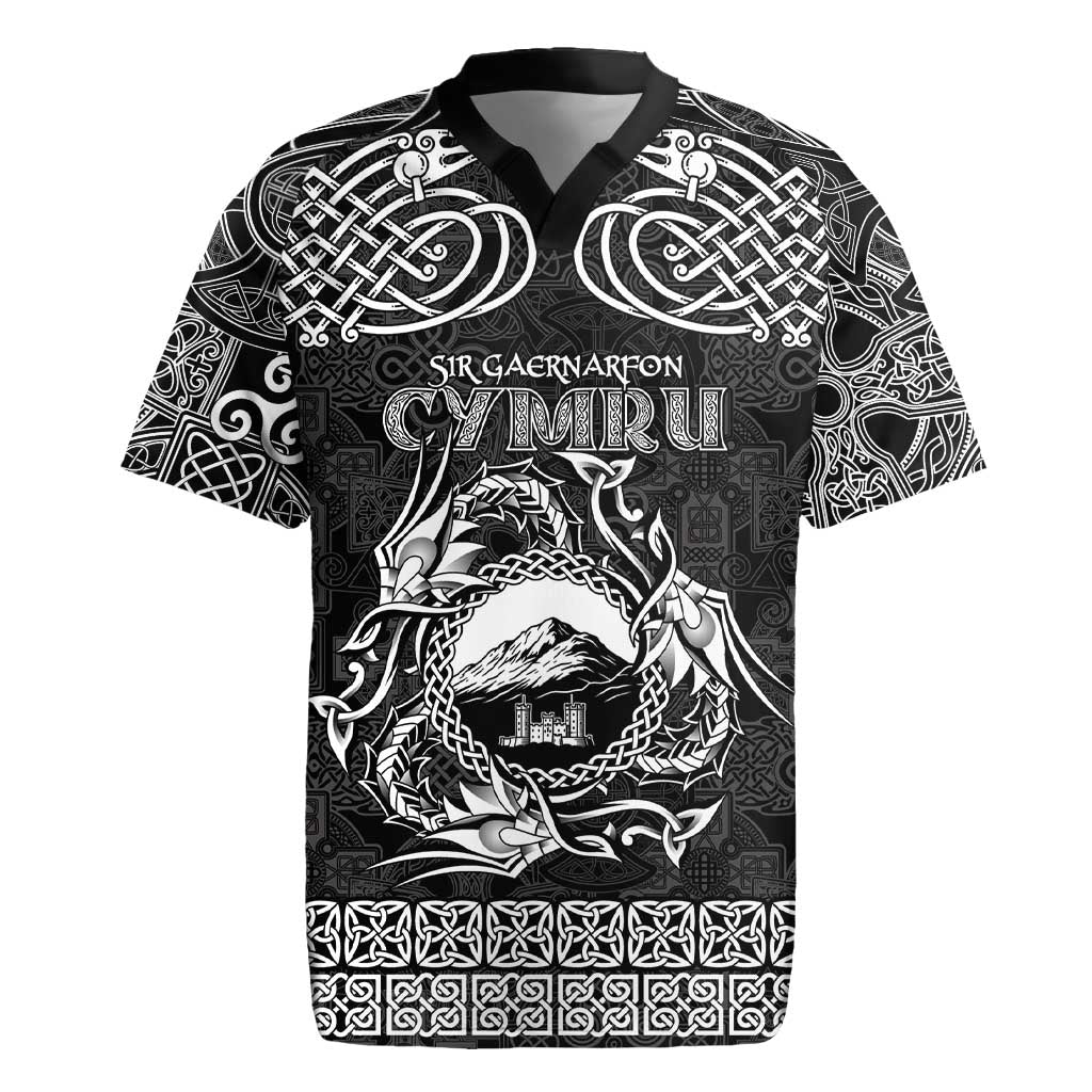 Personalized Caernarfonshire Sir Gaernarfon Rugby Jersey Black Castle Tower Celtic-inspired - Wonder Print Shop