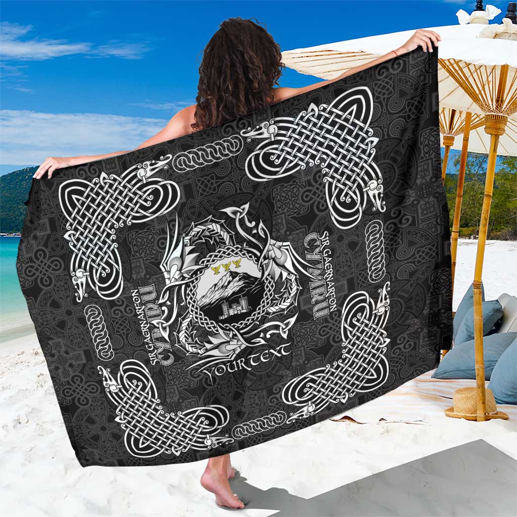 Personalized Caernarfonshire Sir Gaernarfon Sarong Black Castle Tower Celtic-inspired - Wonder Print Shop