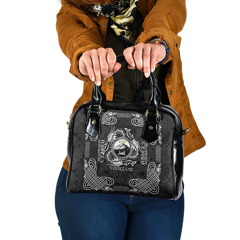 Personalized Caernarfonshire Sir Gaernarfon Shoulder Handbag Black Castle Tower Celtic-inspired - Wonder Print Shop
