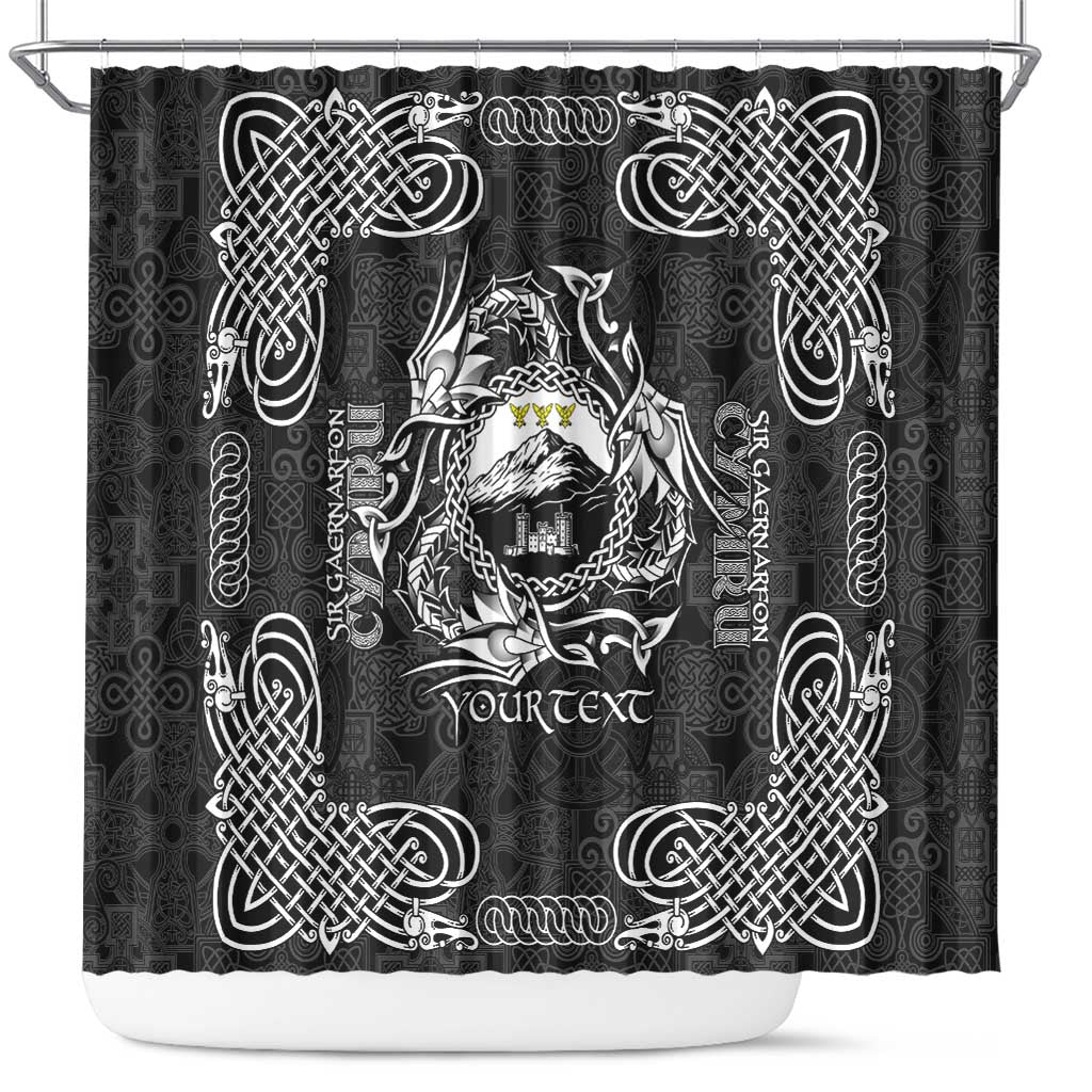 Personalized Caernarfonshire Sir Gaernarfon Shower Curtain Black Castle Tower Celtic-inspired - Wonder Print Shop