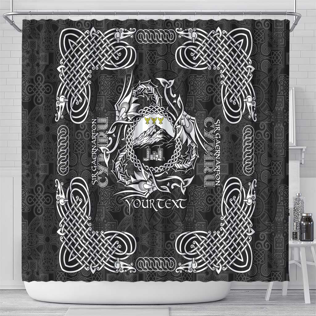 Personalized Caernarfonshire Sir Gaernarfon Shower Curtain Black Castle Tower Celtic-inspired - Wonder Print Shop