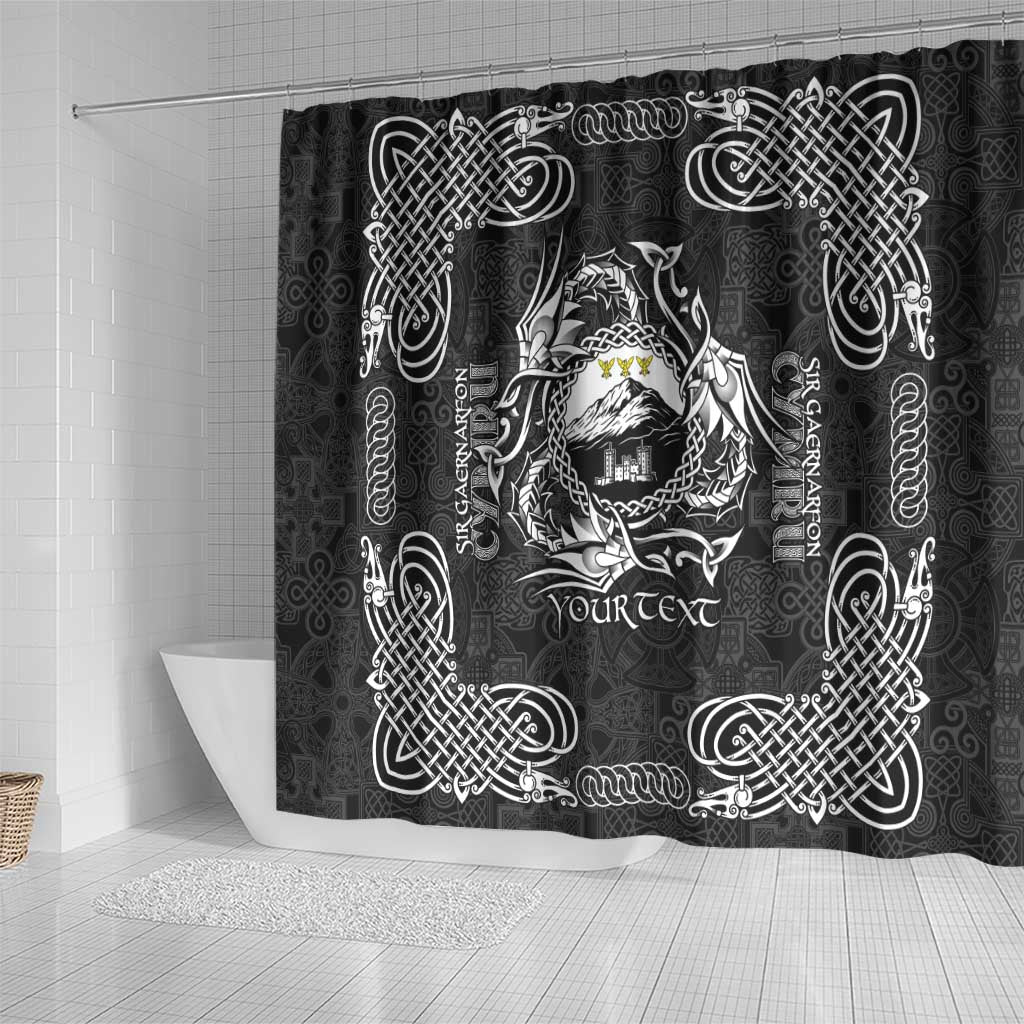 Personalized Caernarfonshire Sir Gaernarfon Shower Curtain Black Castle Tower Celtic-inspired - Wonder Print Shop