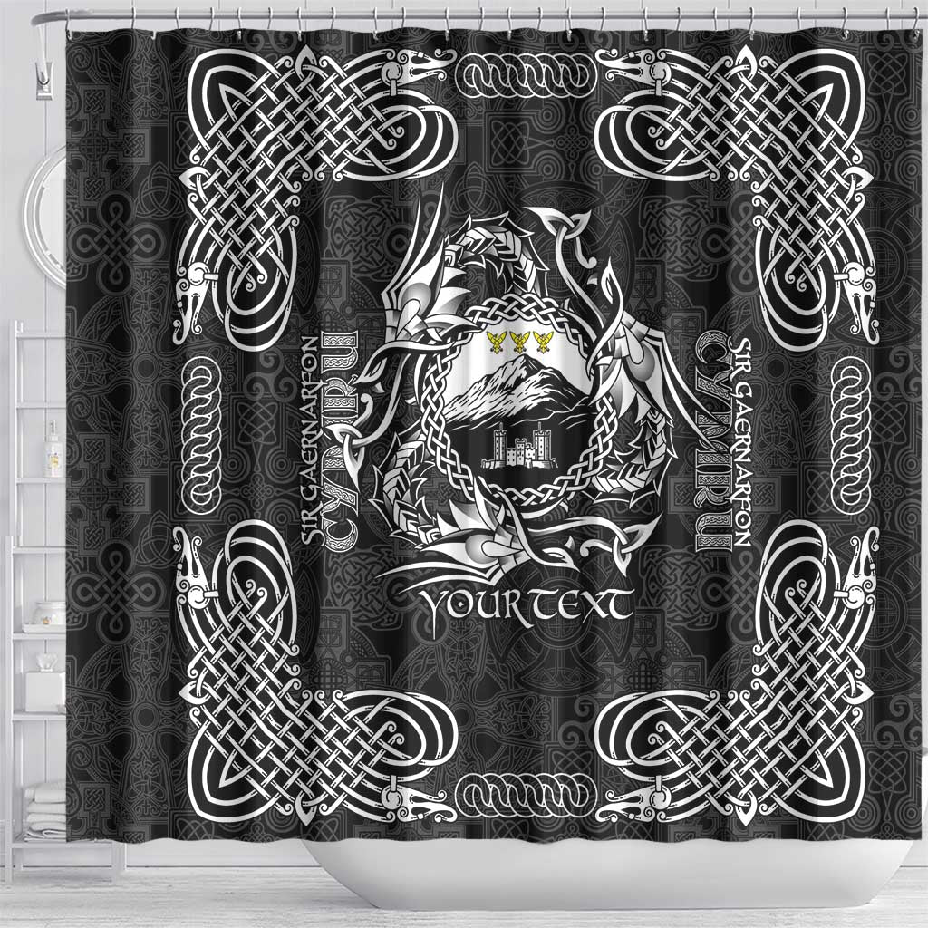 Personalized Caernarfonshire Sir Gaernarfon Shower Curtain Black Castle Tower Celtic-inspired - Wonder Print Shop