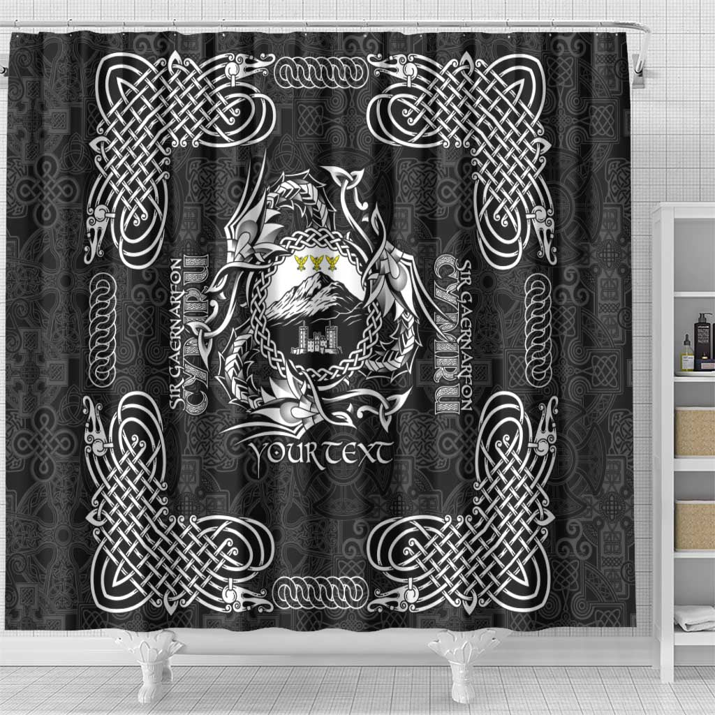 Personalized Caernarfonshire Sir Gaernarfon Shower Curtain Black Castle Tower Celtic-inspired - Wonder Print Shop