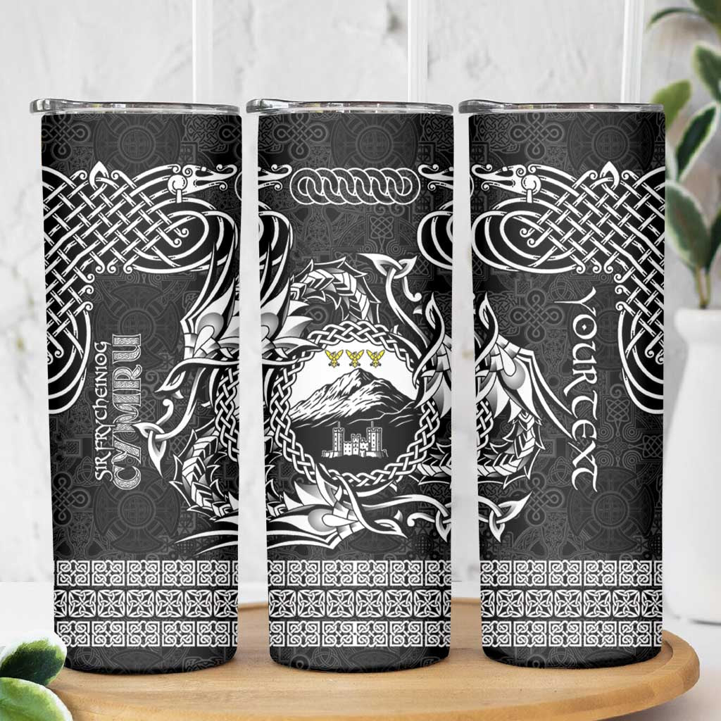 Personalized Caernarfonshire Sir Gaernarfon Skinny Tumbler Black Castle Tower Celtic-inspired - Wonder Print Shop