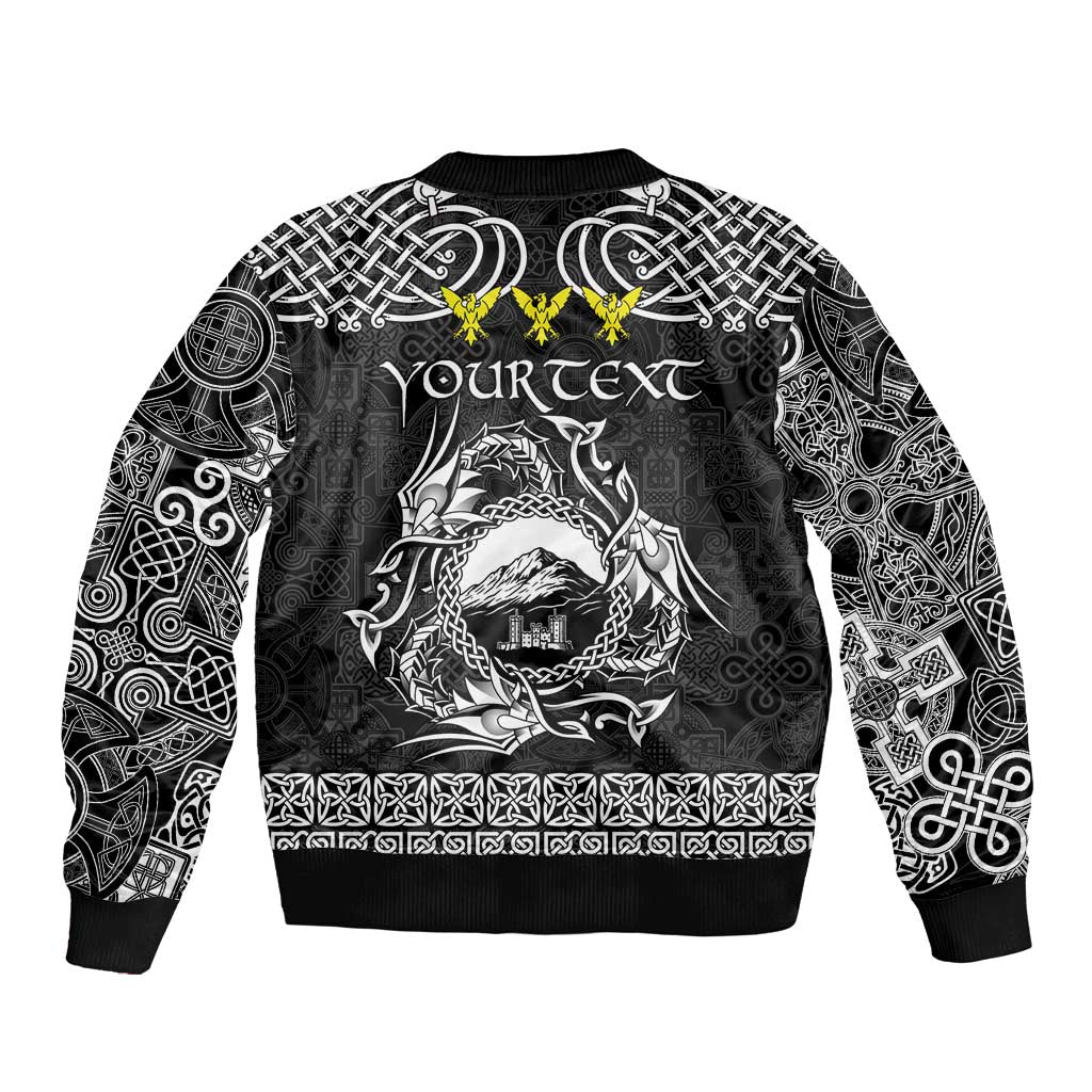 Personalized Caernarfonshire Sir Gaernarfon Sleeve Zip Bomber Jacket Black Castle Tower Celtic-inspired - Wonder Print Shop
