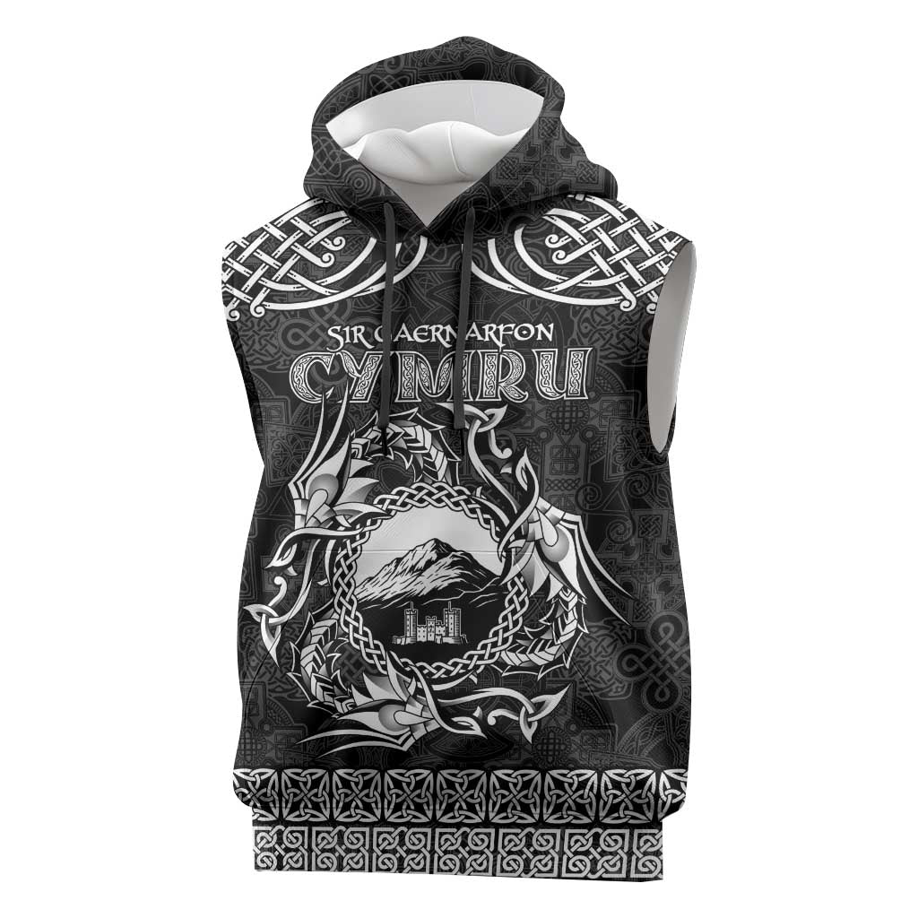 Personalized Caernarfonshire Sir Gaernarfon Sleeveless Hoodie Black Castle Tower Celtic-inspired - Wonder Print Shop