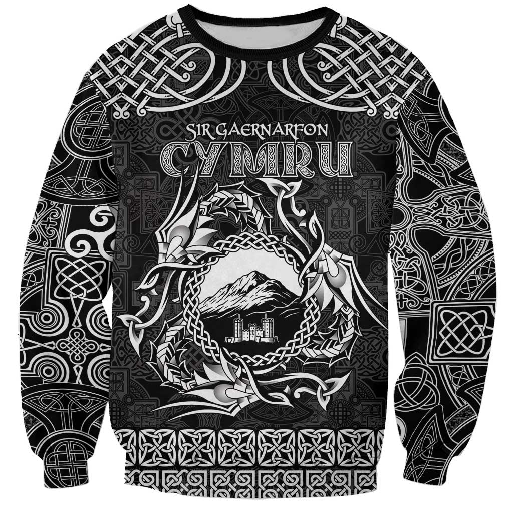 Personalized Caernarfonshire Sir Gaernarfon Sweatshirt Black Castle Tower Celtic-inspired - Wonder Print Shop