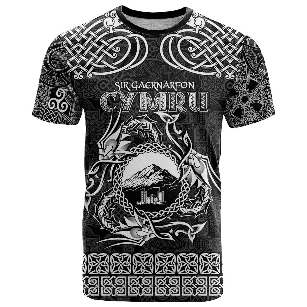 Personalized Caernarfonshire Sir Gaernarfon T Shirt Black Castle Tower Celtic-inspired - Wonder Print Shop